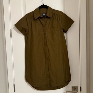 Maeve The Francie Mini Buttondown Shirt Dress Size XXS Olive GreenTone